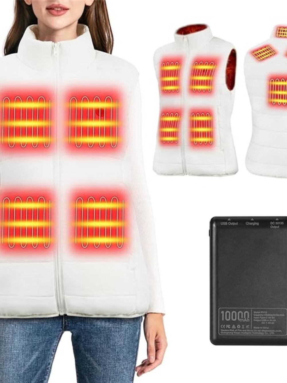 KSFJZF Women Heated Vest Off White